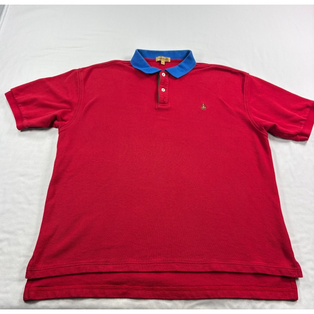 Paul Stuart Polo Shirt Men Large Red Cotton Pique Stretch Preppy Casual